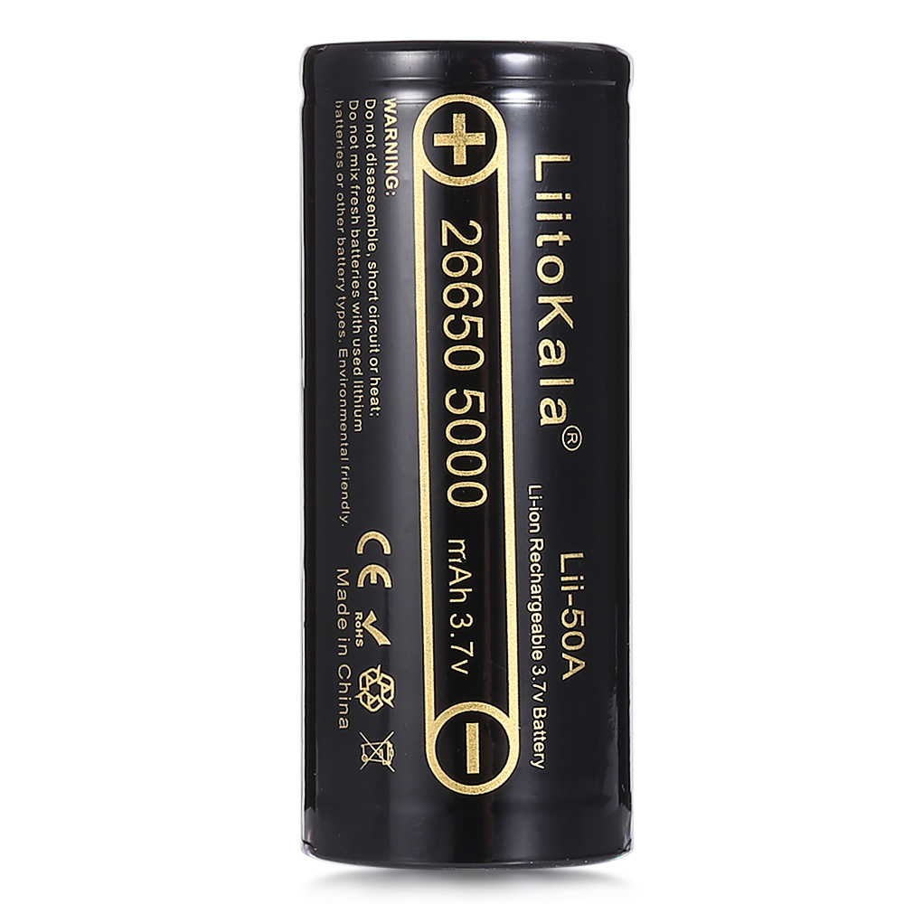 HK 26650-50A Lii-50A LiitoKala 26650 5000 mAh Li-ion 3.7V Rechargeable Battery for Flashlight 20A packaging