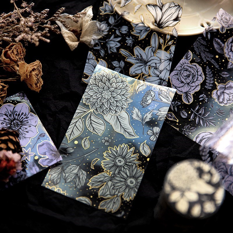 Cinta adhesiva decorativa para manualidades, de flores coloridas, Estilo vintage, DIY, álbum de recortes, envoltura de