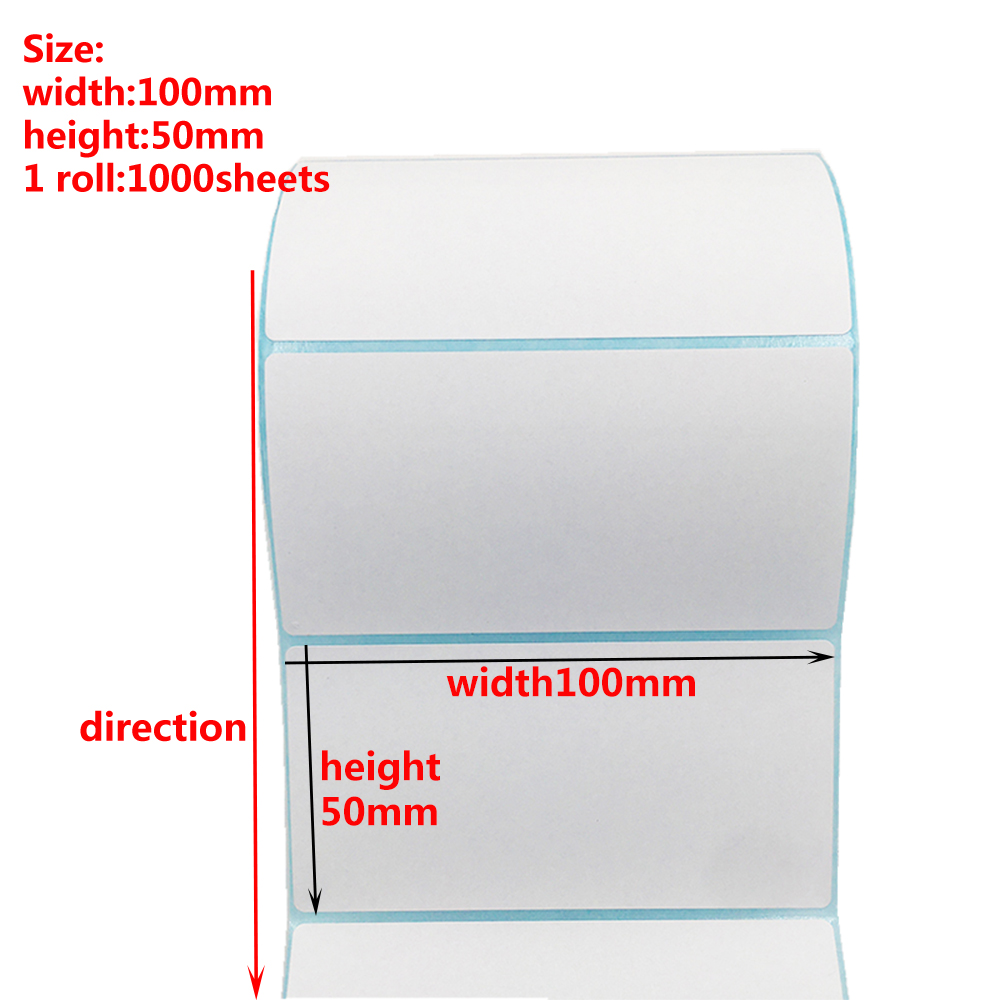 100mm Width Multiple Size Thermal Labels Paper Roll Stickers White Blank Labels For Thermal Label Self-Adhesive Paper Stickers: black