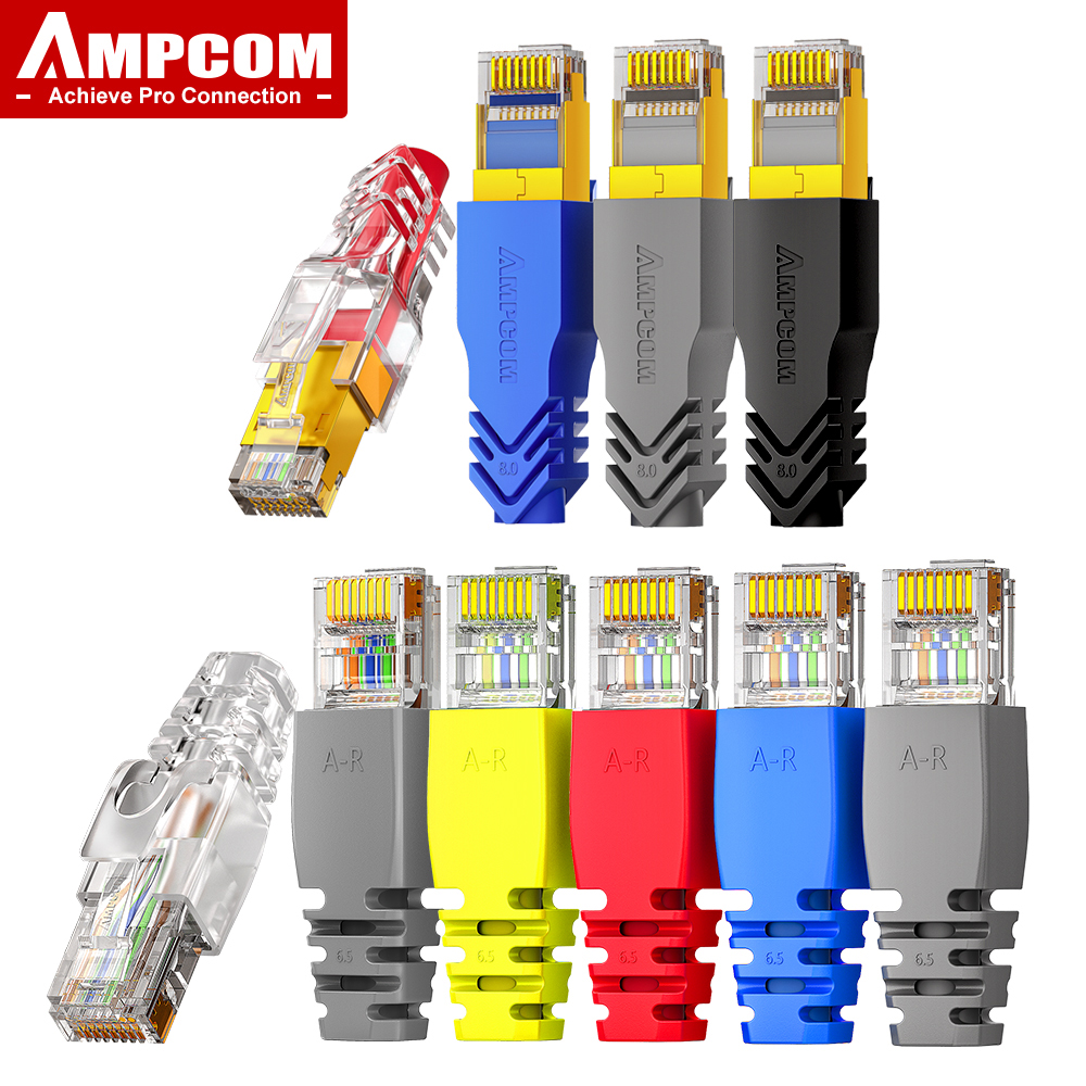AMPCOM Cable de red Ethernet botas de alivio de tensión Cable conector RJ45 cubiertas de enchufe 6,5/7,5/8,0mm para CAT8 CAT7 CAT6A CAT6 CAT5E