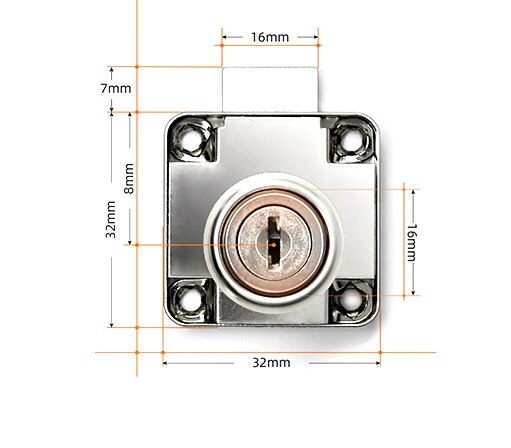 Drawer Locks with 2 Keys Cabinet Desk Drawer Lock Rolled Steel Furniture Hardware Cam Locks Square Tongue Drawer Lock
