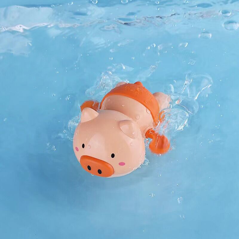 Baby Wind-up Duck Bath Water Toys for Children Bathing Beach Shower Water Juguete Classic Cute Cartoon Toys Infant Toddler: Orange Pig