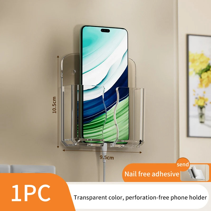 Mobiele Telefoon Wandhouder Universele Mobiele Telefoon Oplaaddoos Organizer Tv Afstandsbediening Hangende Standaard Oplaadstation: WHITE
