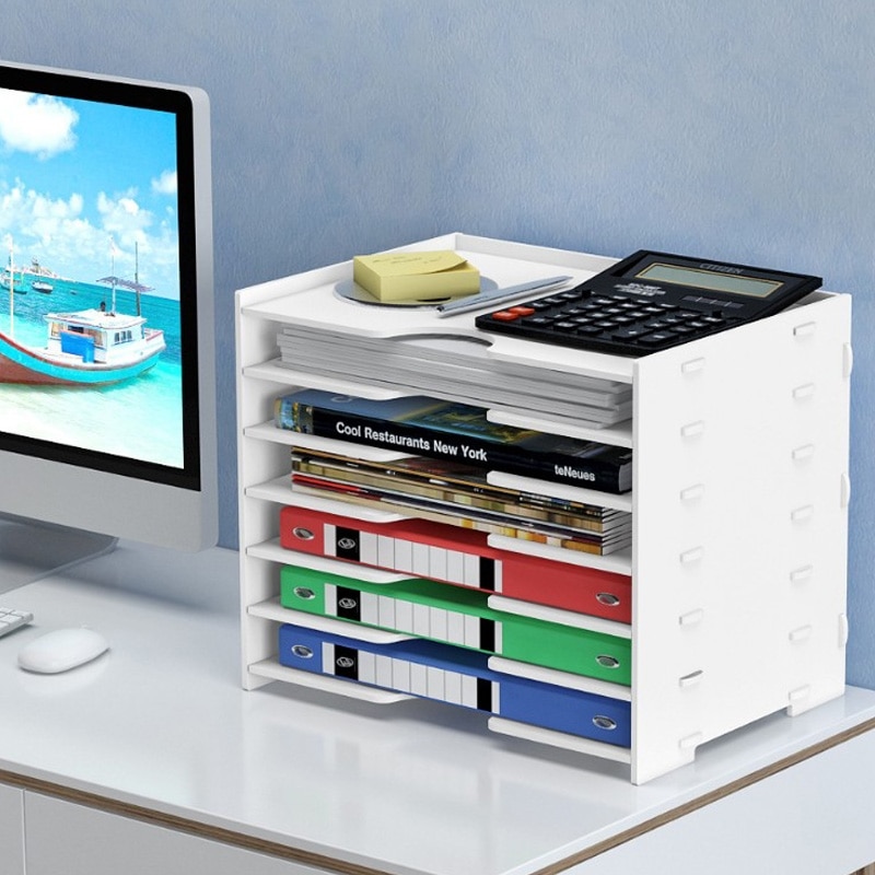 Multi-layer A4 Papier Bestand Houder Diversen Opbergdoos Pvc Hout Desktop Boek Tijdschrift Bureau Plank Thuis Kantoorbenodigdheden organizer