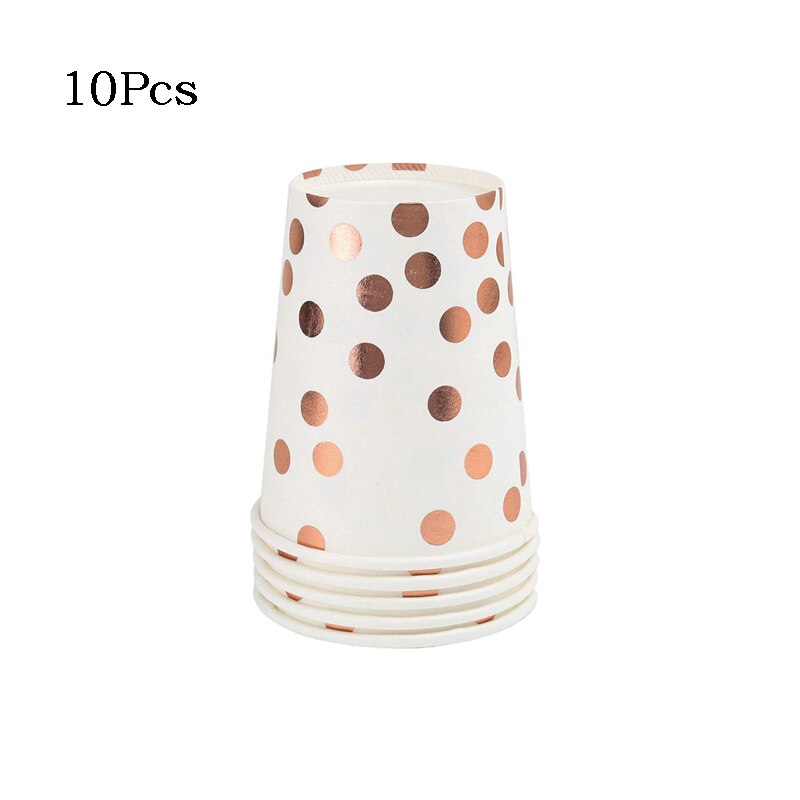 Rose Gold Party Disposable Tableware Set Wedding Birthday Party Table Decoration Paper Cups Plates Straws Baby Shower Supplies: 1