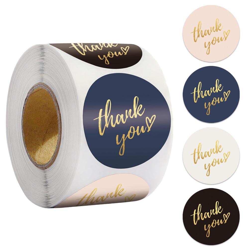 500Pcs 1.5Inch Ronde Dank U Label Stickers Papier Hart Jaar Verpakking Wedding Party Decor Handgemaakte Briefpapier Stickers: 1inch-C