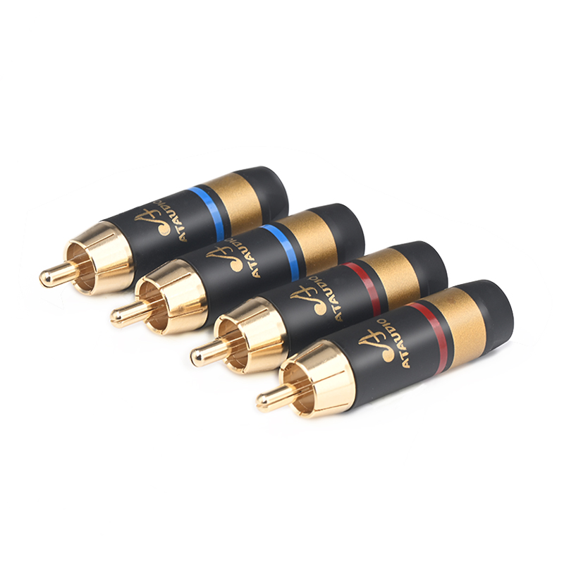 4 Uds conector RCA de alta fidelidad conector macho RCA chapado en oro de para soldadura de Cable de Audio RCA: Default Title