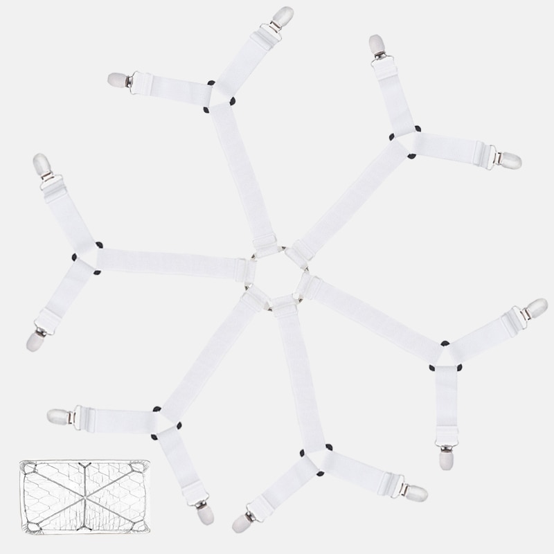 Adjustable Elastic Bed Sheet Clips Grippers Set Linen Fasteners Way Sides Suspenders Sheet Holders Mattress Strapsit Bedding
