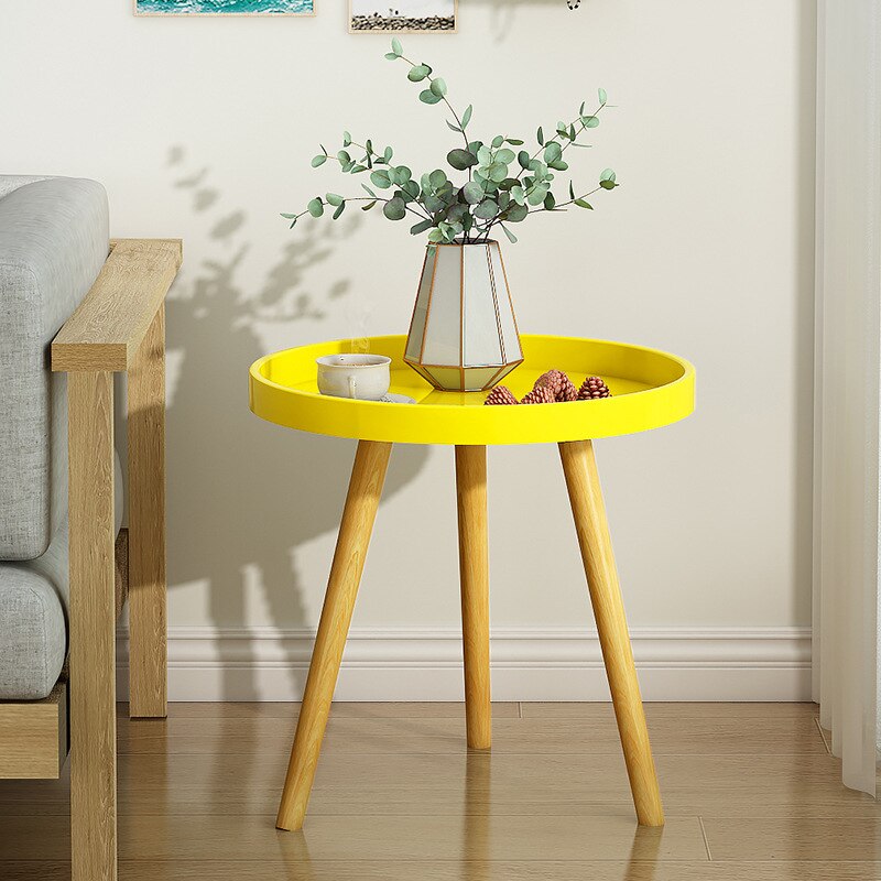 Japanese High Side Table Bedside Table Wooden Ins Simple Small Coffee Table Modern Sofa Side Table Coffee Tables: Yellow 50x50x50