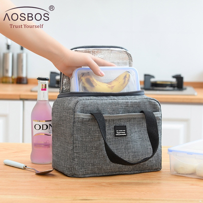 Aosbos-Bolso térmico bolsos para la comida para mujer y niño, Enfriador de Picnic a la , fiambrera con aislamiento, bolsas de mano para comida de viaje