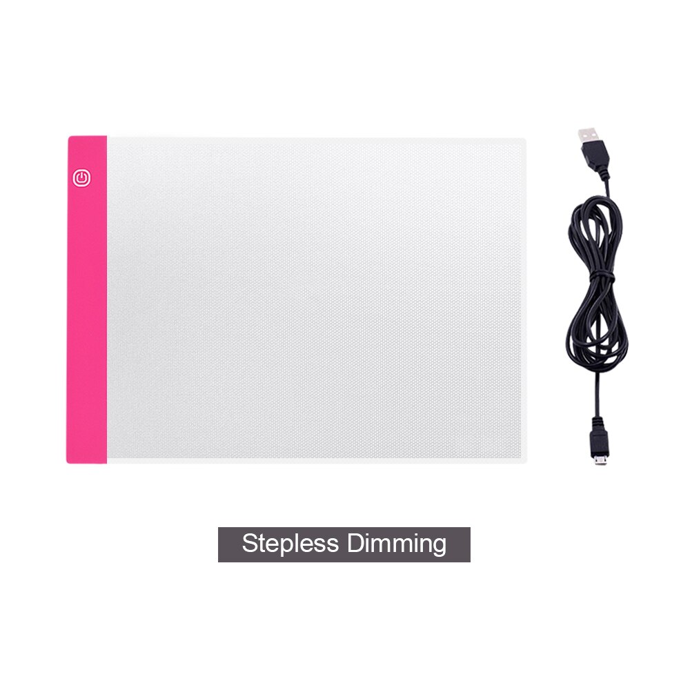 CHIPAL Digital A4 Drawing Tablet Graphics Tablets USB Dimming LED Light Box Electronics Art Diamond Painting Writing Copy Board: Red Stepless