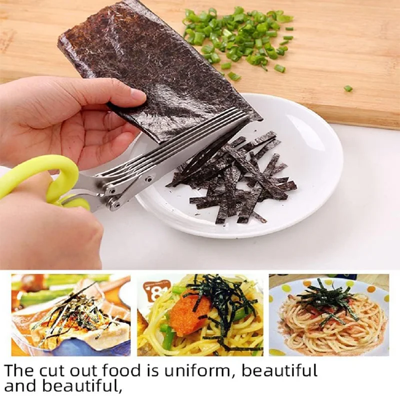 Tijeras de cocina para cortar papel de lechuga triturada, pimienta triturada, cortador de cebollino picado, utensilio de cocina cortado Laver