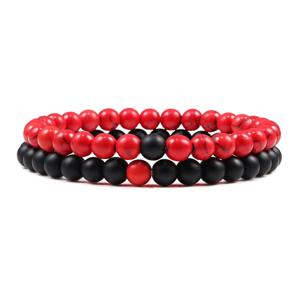 2Pcs/Set Couples Distance Bracelet Natural Stone Tiger Eyes Lava Beaded Bracelets & Bangles Men Women Jewelry Best Friend