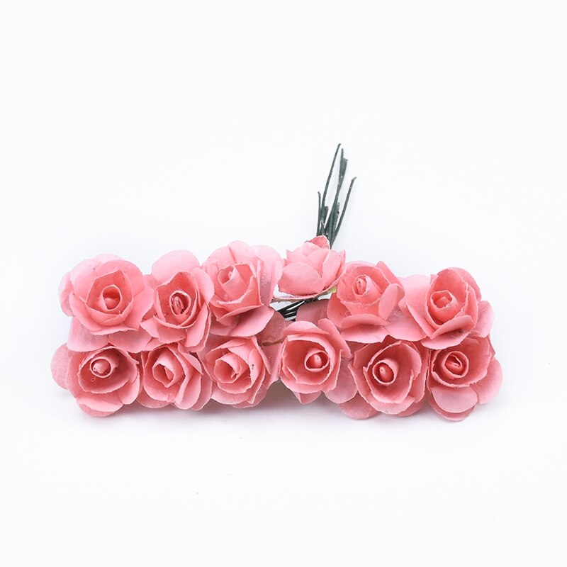 72 stykker mini papir blomster gør-det-selv slik æske bryllup brude tilbehør clearance julekrans billige kunstige blomster: 6