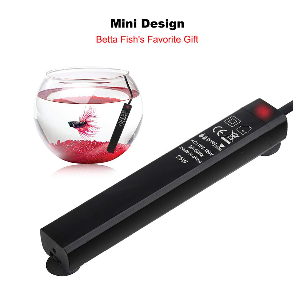 25W Betta Fish Tank Heater Smart Thermostaat Kleine Aquarium Heater 2-5 Gal Water Warmer 2 Kunstplanten 1 Sticky Thermometer