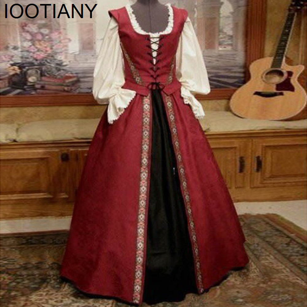 Cosplay abito rinascimentale medievale veste vittoria palazzo principessa vestire Halloween carnevale festa costumi per donne costumi per adulti: M / Beige