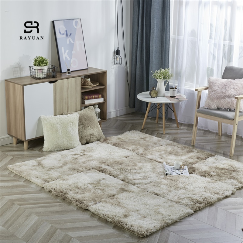 RAYUAN Abstufung Polyester Wildleder Plüsch zottelig Teppich DIY Puzzle matt Warme Weiche Bereich Teppich Anti Unterhose freundlicher Baby Spielen Matten playmat