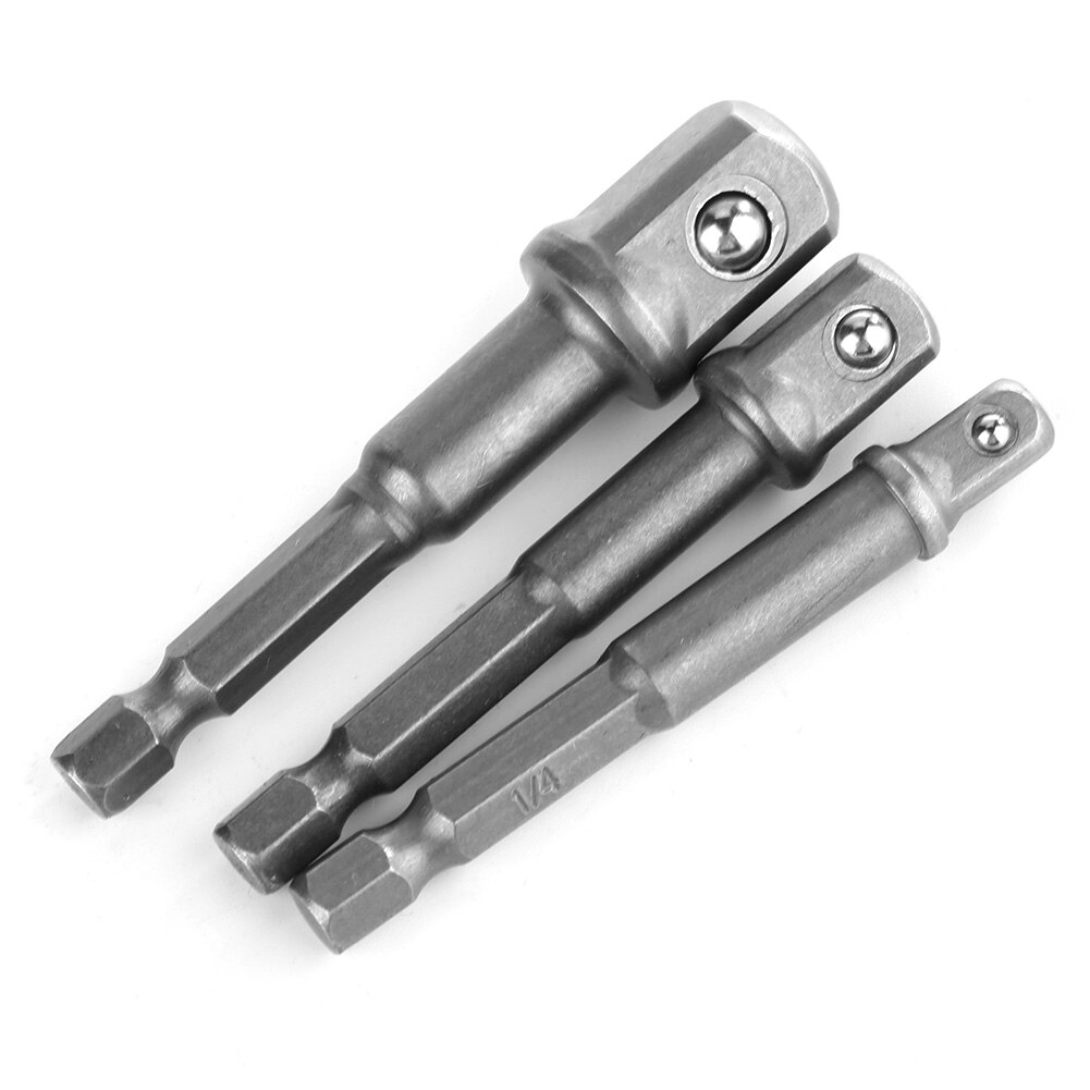 3 stk fatningsadapter 1/4 tommer sekskantet skaft  to 1/4 3/8 1/2 firkantet adapter til boremaskine topnøgle