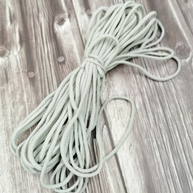 Banda elástica de colores para Costura de mascarillas, cordón elástico de Goma de 3mm, accesorios para manualidades: gray / 50m