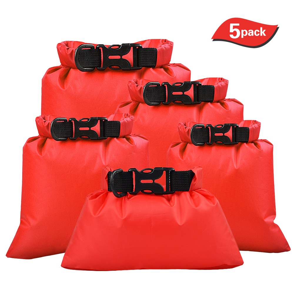 TOMSHOO 5 Pcs Swimming Waterproof Storage Bags Dry Sacks Pack Camera Storage Bags Boating Drifting Outdoor Water Sports Bags