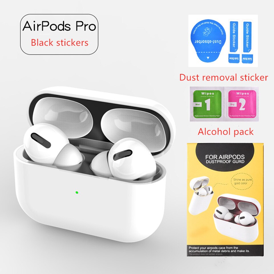 Stickers for Airpods pro 2&amp;1 Case Dust Guard cute Skin Inner Cover Accessories Film for Apple Airpods Pro 2 1 Stickers: black airpod pro
