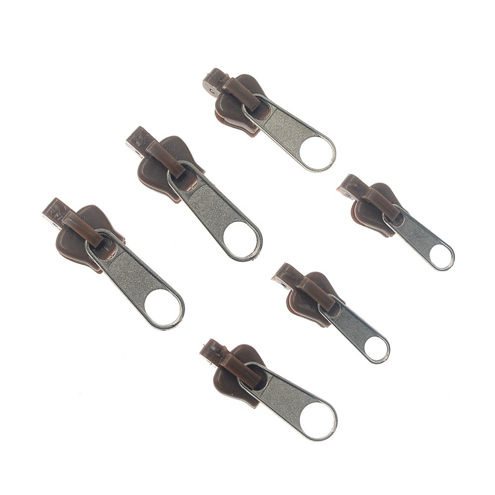 6PCS/Set Instant Zipper Universal Instant Fix Zipper Repair Kit Replacement Zip Slider Teeth Rescue Zippers For Sew: coffee 6pcs