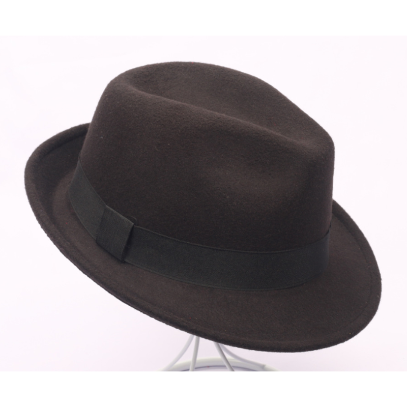 Gorras de Jazz de 9 colores, sombreros de Caballero de imitación de lana para mujeres y hombres, sombreros de fieltro para mujeres, gorras redondas europeas y americanas, sombreros con lazo: 6