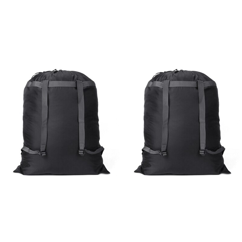 Grote Waszak Polyester Wassen Rugzak Kleding Opbergtas Met 2 Verstelbare Schouderbanden Voor School Camping: Default Title