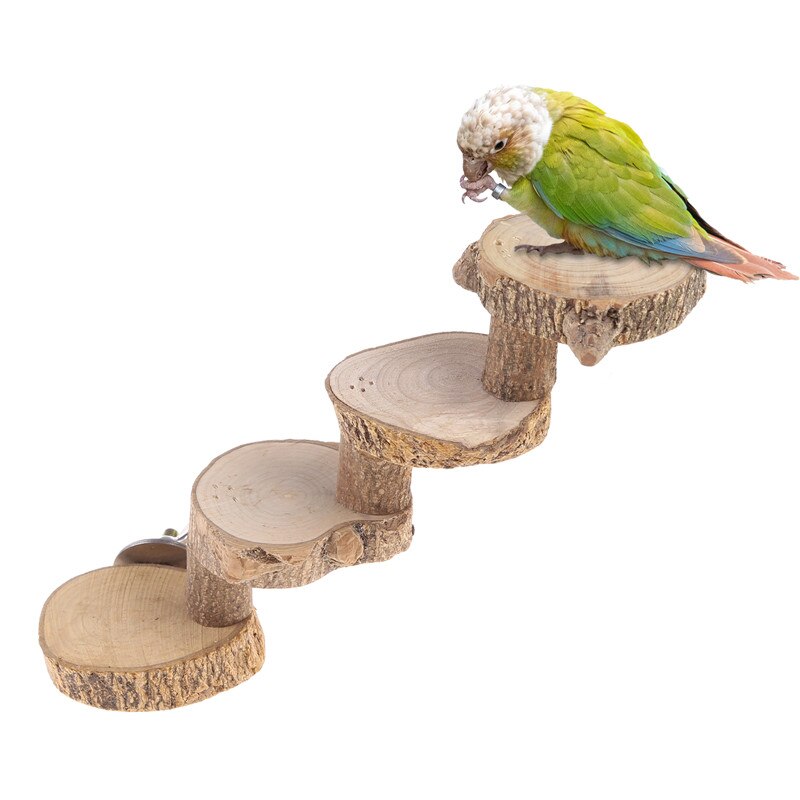 Plateforme de perche en bois pour oiseaux, échelle d&#39;escalade en bois, support d&#39;entraînement, 4 étapes, perroquet, toilettage des ongles, jouet à mâcher, aire de jeu