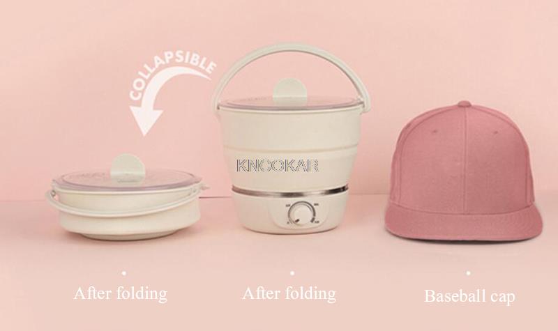 1L Folded Food grade Silicone slow cooker portable cooking pot Mini pot Travel electric cooker 3gear adjustment 100-240V