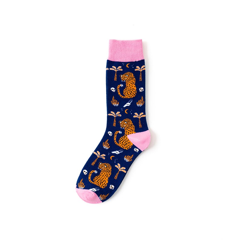 1 Pair Female Socks Cartoon Bear Deer Leopard Cute Funny Casual Women Cotton Sock Hosiery Streetwear Harajuku Crew Sock: 1