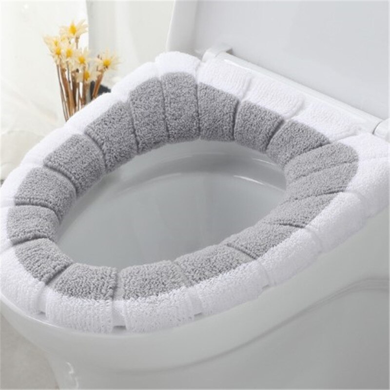 cómodo de invierno adulto de asiento de inodoro felpa aterciopelada grueso cálido baño Mat retrete lavable tapa Accesorios: 4