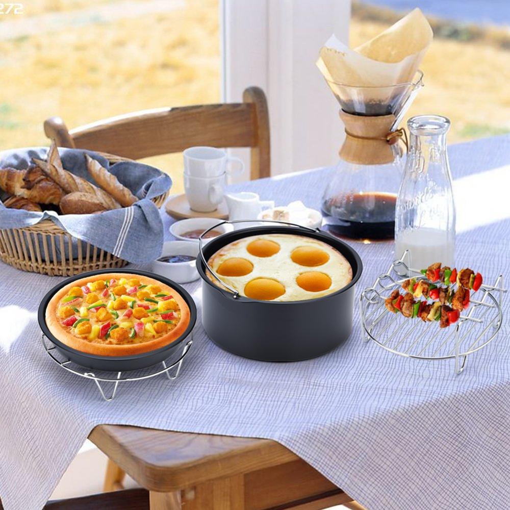 12 st air fryer tillbehör passar alla 3.2qt - 5.8qt power fritös pizza tallrik grill gryta kök matlagningsverktyg för fest