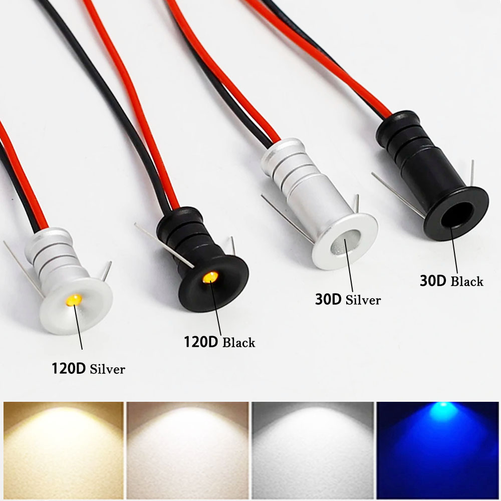 Mini-spotlight , 0,5 w,  small led downlight , 12 v,  dimmable , 15 mm cutout, recessed spotlight , ip65,  ceiling light, display case, display lighting