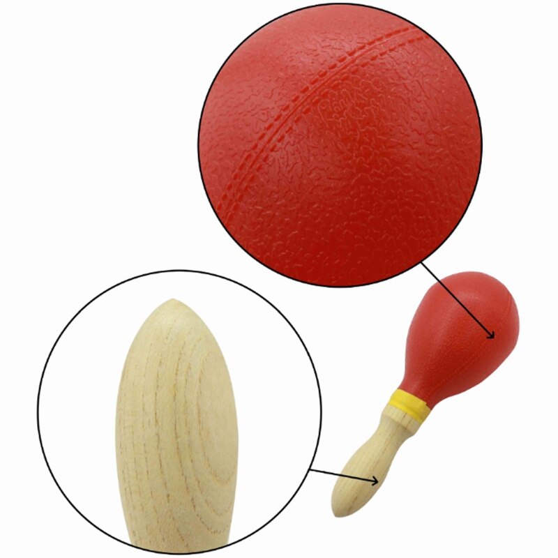 Maraca de plástico portátil con mango de madera, accesorios musicales de percusión, maraca de arena, 1 par