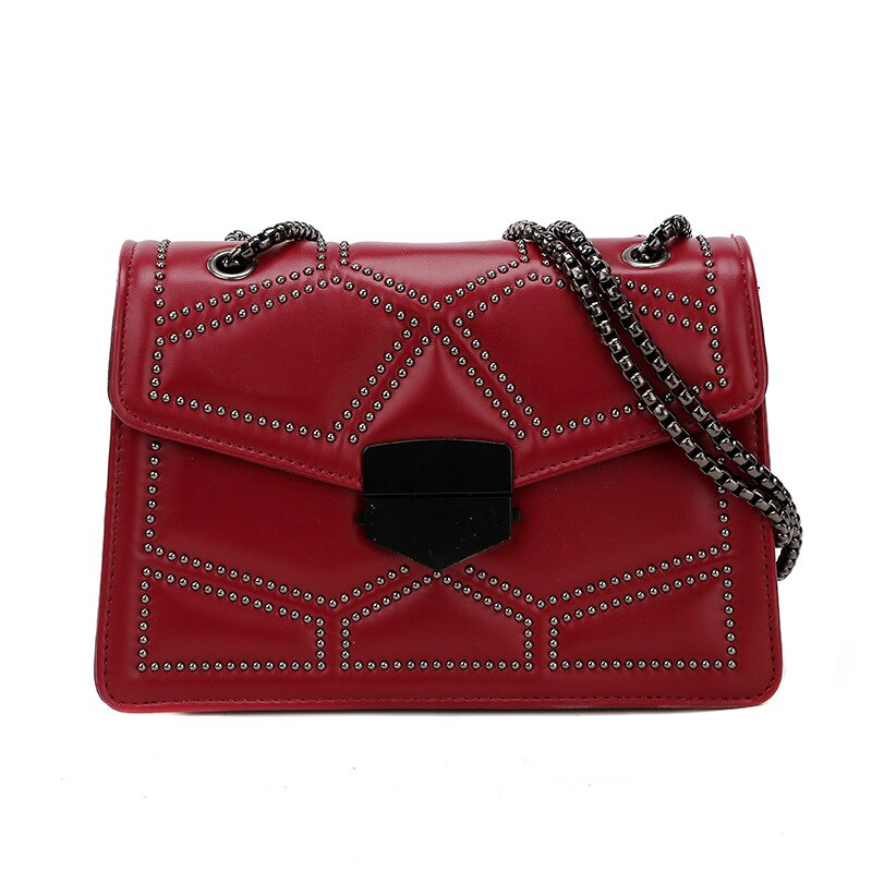 Diomo damestassen kleine schoudertas vierkante klinknagel casual crossbody tassen voor dames portemonnees en handtassen: Rood