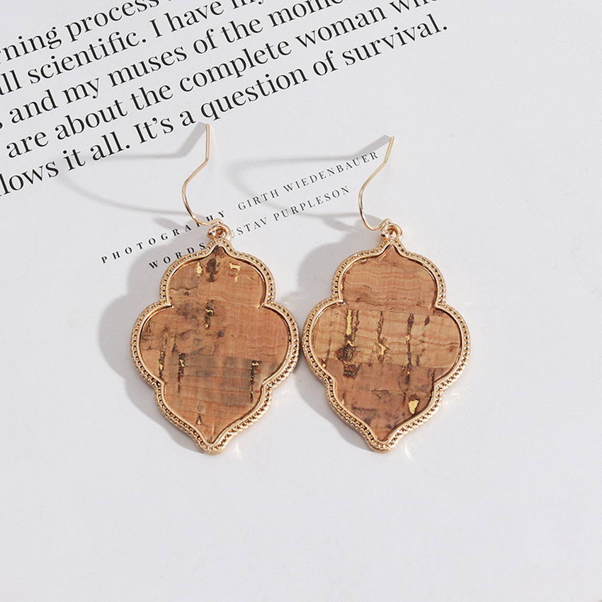 KANDRA-pendientes de corcho para mujer, con estampado de leopardo, de madera Natural, marroquí, sensación fresca, Boutique con estilo de verano: Cork
