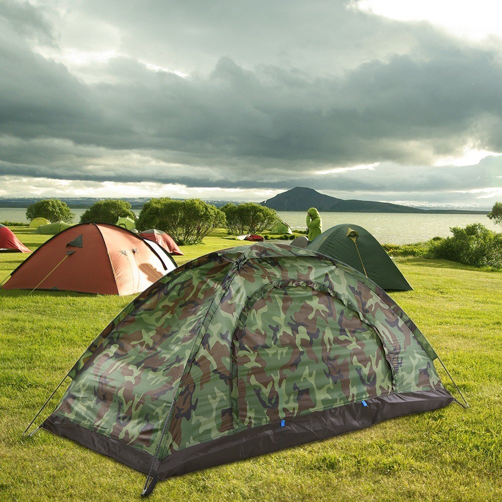 Campingzelt für 1 person, einlagig, tragbar, tarnmuster, reisezelt für den strand,
