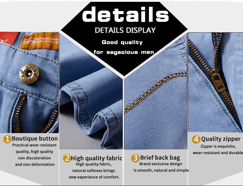 Sulee märke herr jeansshorts bra korta jeans herr bomull fast raka korta jeans man blå casual korta jeans