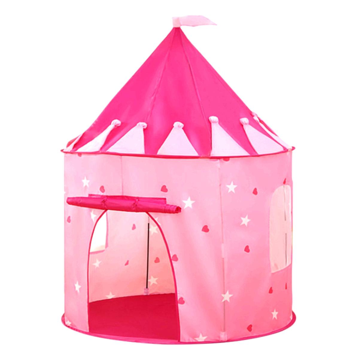 Pink/Blue Castle Tent Kids Boys Girls Children Funny Play Portable Princess Prince House Fairy Home Playhouse 120cm*90cm*70cm: B pink