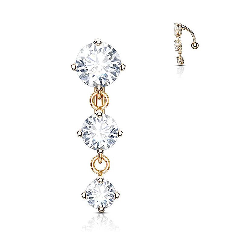 10 Stijlen Sexy Bungelende Navel Navel Ring Oreja 14G Dubbele Ronde Zirconia 316L Chirurgisch Staal Buik Piercing sieraden