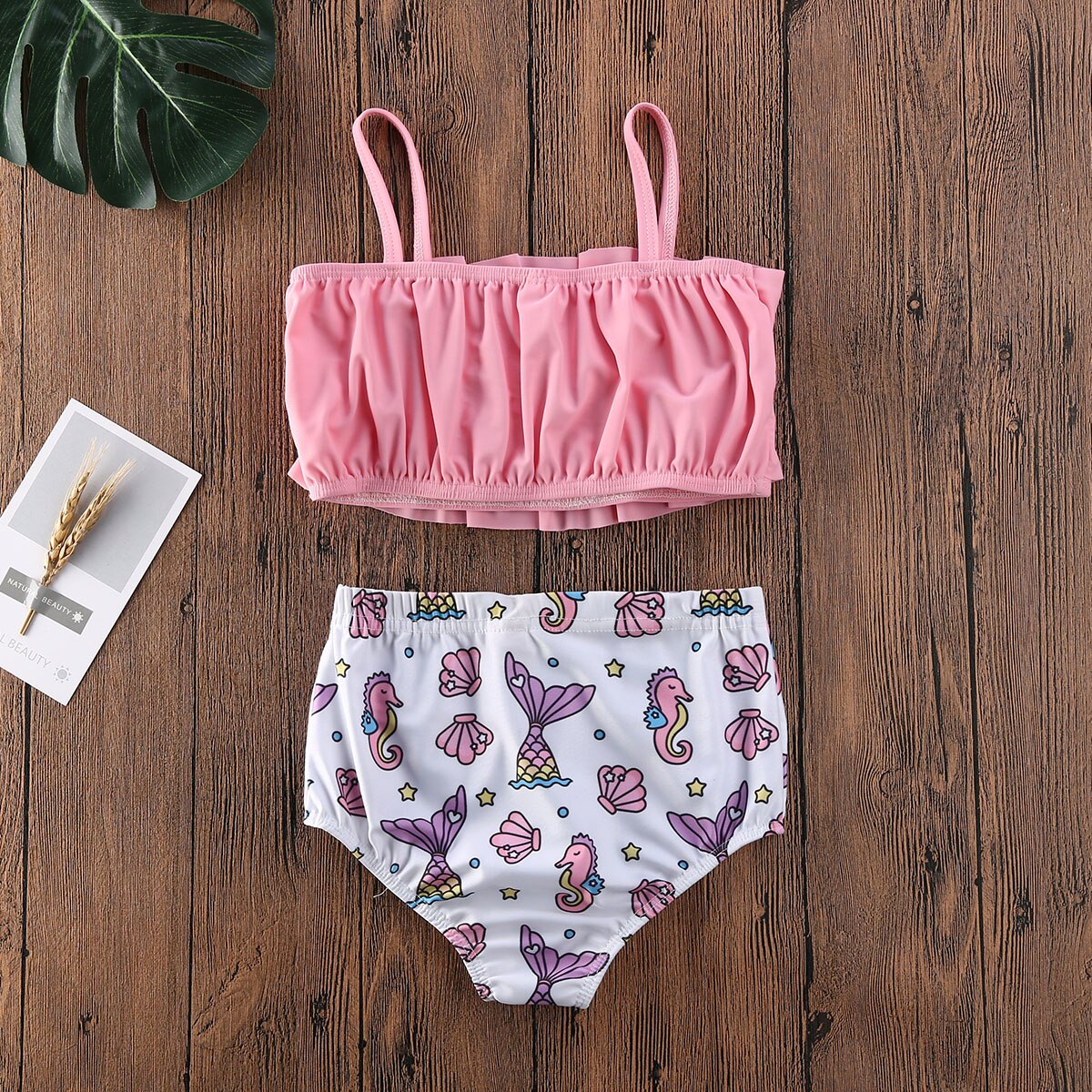 Babymeisjes peuter kinderen badmode mouwloos badpak bikini 2 stuks set cartoon badpak zomer strandkleding