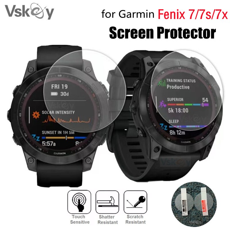 Vskey 10Pcs Smart Horloge Screen Protector Voor Garmin Fenix 7 7S 7X Ronde Gehard Glas Anti-Kras beschermende Film