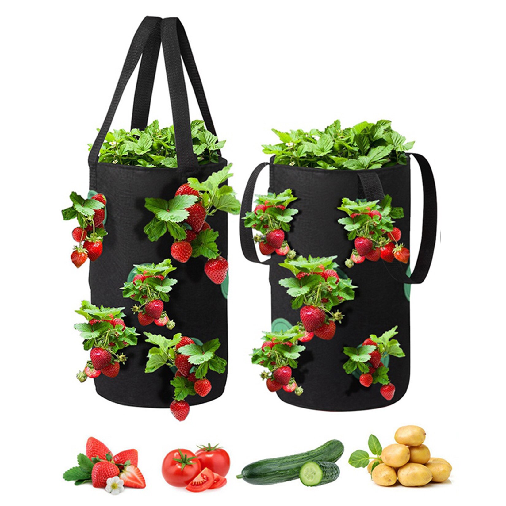 Sacchetti per piantare tessuti in feltro vaso per coltivazione di fragole vasi da giardino verticali borse da giardino sospese con tasche per visualizzazione 13 fori