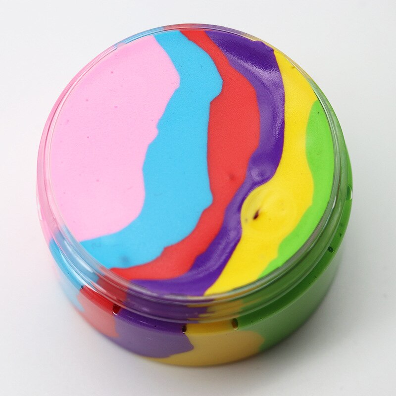 6 farbe Stress Relief Spielzeug Regenbogen Farbe Schleim Plastilin schleim Flauschigen Füllstoff Interessant Spielzeug Kinder Cookie Stop Stress Schleim