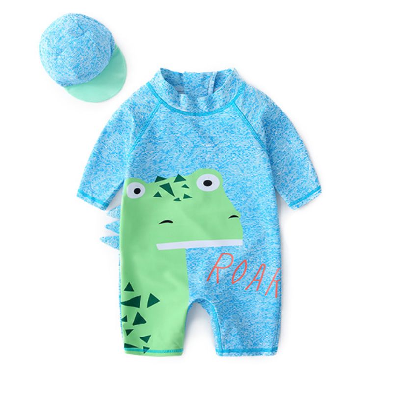 Neue Sommer Jungen Baby Bademode + Hütte 2Stck einstellen Karikatur Schwimmen Anzug Kleinkind Kleinkind Bademode freundlicher Strand bat Kleidung: XXL