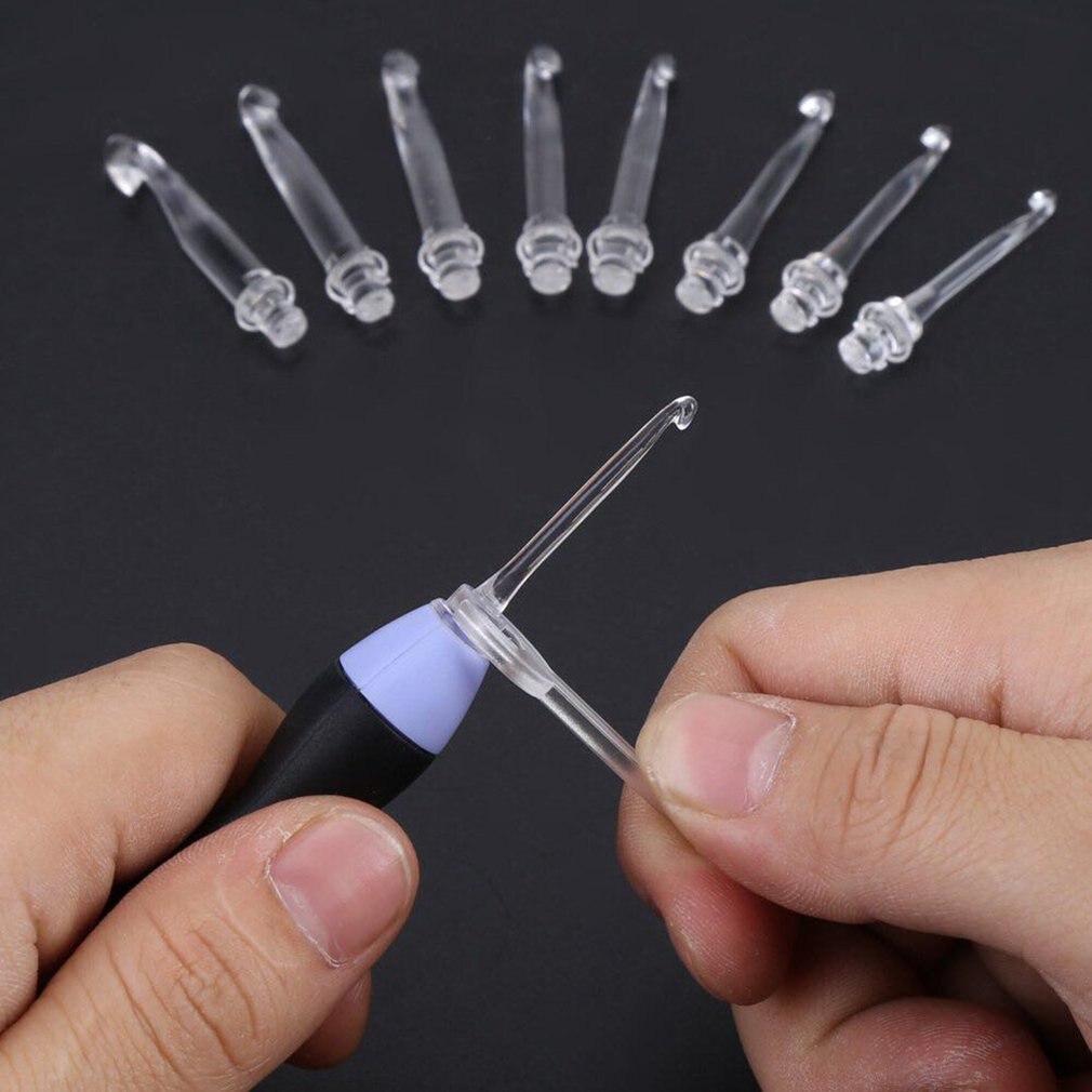 USB Charging LED Glow Crochet Hook With Led 9 Sizes Hooks Emergency Lighting Knitting Needles Replaceable Top Hook Sewing Tools