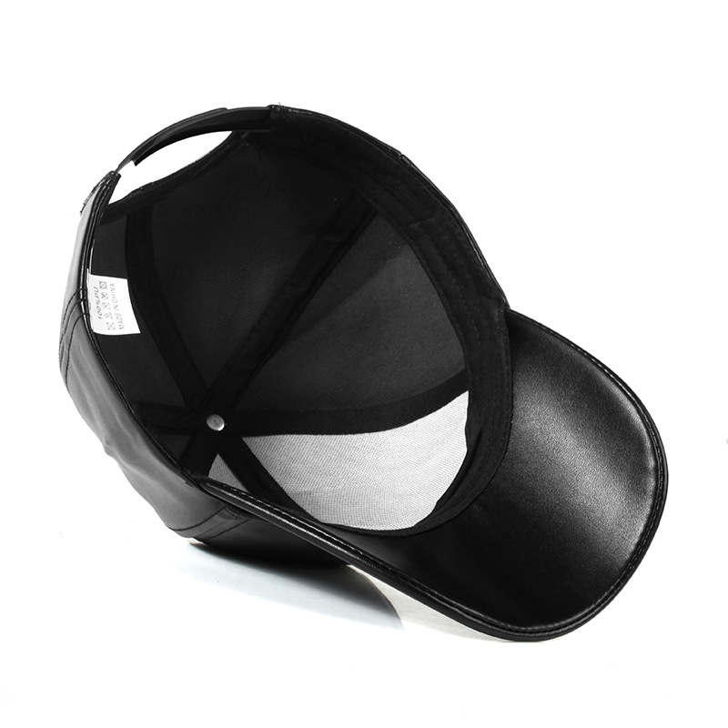 Winter Mannen Warme Baseball Cap Pu Leer Winddicht Leisure Outdoor Sport Cap Effen Kleur Vader Casquette
