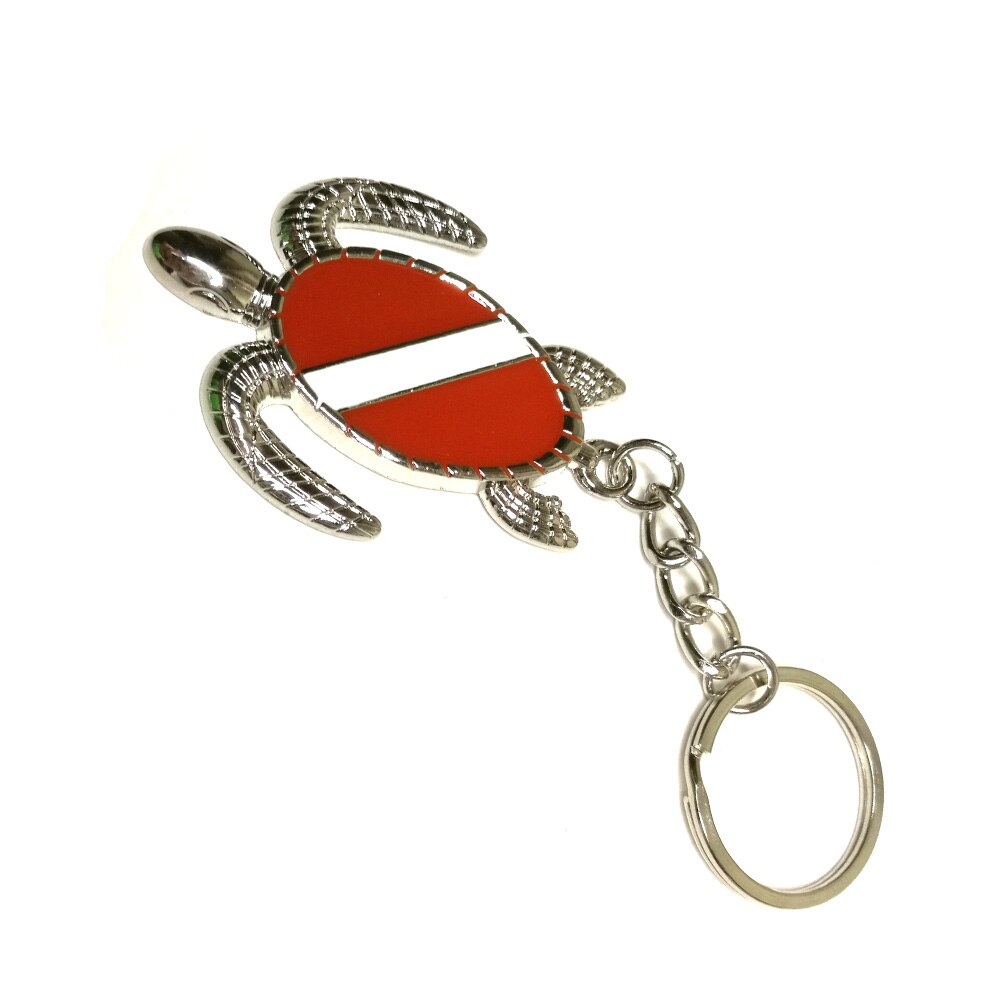 Zinc Alloy Scuba Diving Key Chain KeyChain Sea Creatures keyring Diver Turtle Flag Charm Surfer: turtle