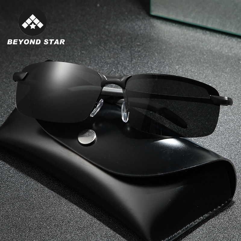 Beyondstar vierkante semi-randloze zonnebril heren gepolariseerd merk uv sport heren zonnebril donkergroen gafas  g3043